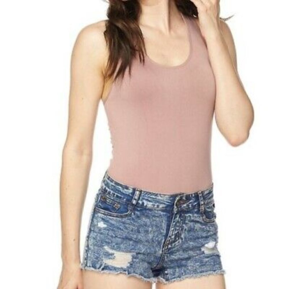 Scoop Neck Racerback Tank Bodysuit One Size‎